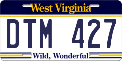 WV license plate DTM427