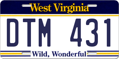 WV license plate DTM431