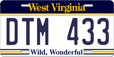 WV license plate DTM433