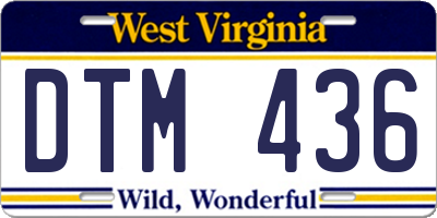 WV license plate DTM436