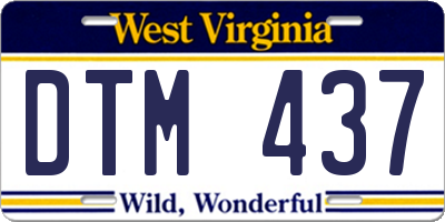 WV license plate DTM437