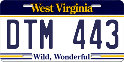 WV license plate DTM443