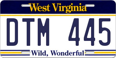 WV license plate DTM445