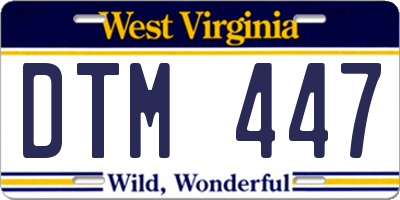 WV license plate DTM447