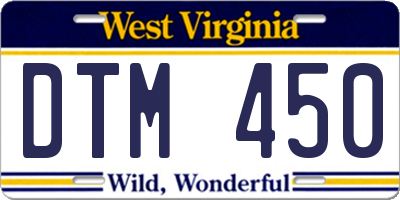 WV license plate DTM450