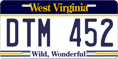 WV license plate DTM452