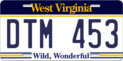 WV license plate DTM453