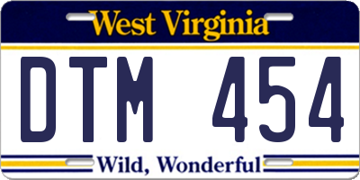 WV license plate DTM454