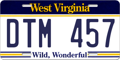 WV license plate DTM457