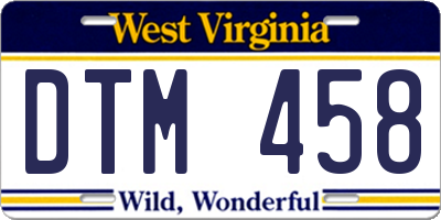 WV license plate DTM458