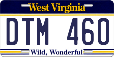 WV license plate DTM460