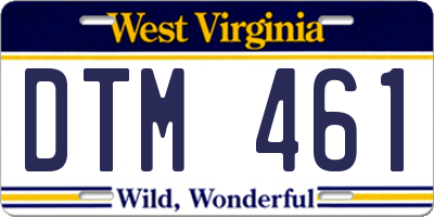 WV license plate DTM461