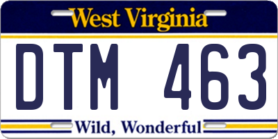 WV license plate DTM463