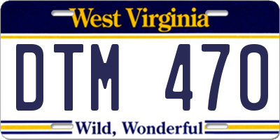 WV license plate DTM470