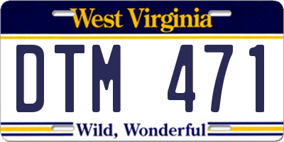 WV license plate DTM471