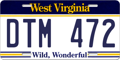 WV license plate DTM472