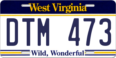 WV license plate DTM473