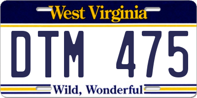 WV license plate DTM475