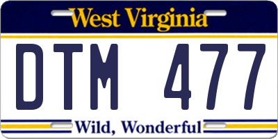WV license plate DTM477