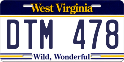WV license plate DTM478