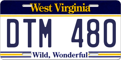WV license plate DTM480