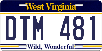 WV license plate DTM481
