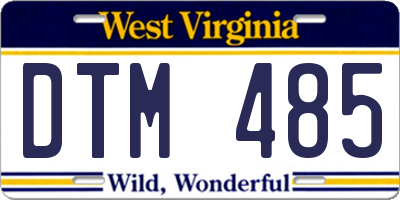 WV license plate DTM485