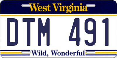 WV license plate DTM491