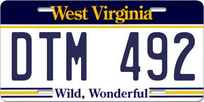WV license plate DTM492