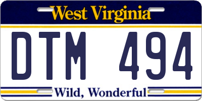WV license plate DTM494