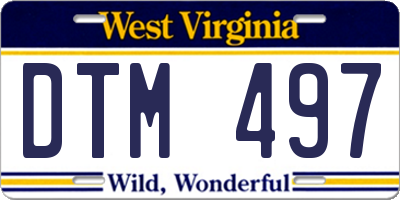 WV license plate DTM497