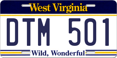WV license plate DTM501