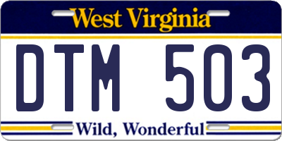 WV license plate DTM503