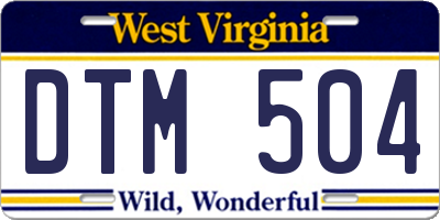 WV license plate DTM504