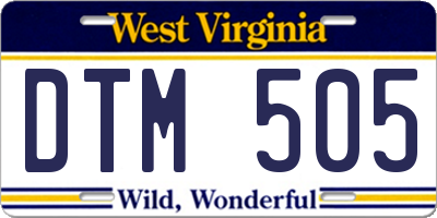 WV license plate DTM505