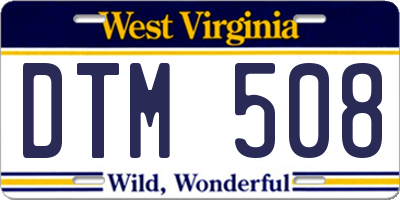 WV license plate DTM508