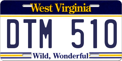 WV license plate DTM510