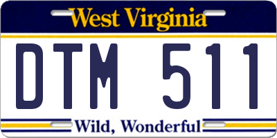 WV license plate DTM511