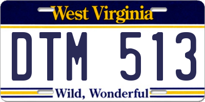 WV license plate DTM513
