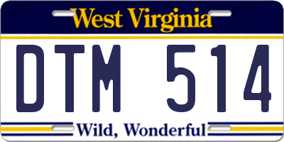 WV license plate DTM514