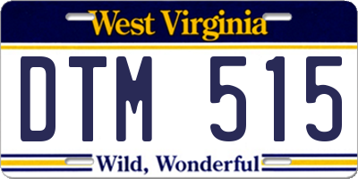 WV license plate DTM515