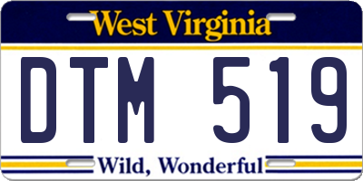 WV license plate DTM519
