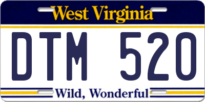 WV license plate DTM520
