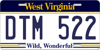 WV license plate DTM522