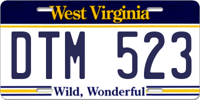 WV license plate DTM523