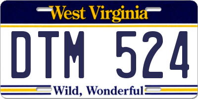 WV license plate DTM524