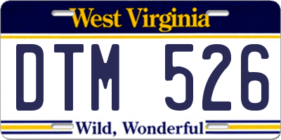 WV license plate DTM526