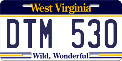 WV license plate DTM530