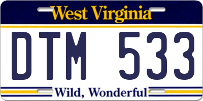 WV license plate DTM533