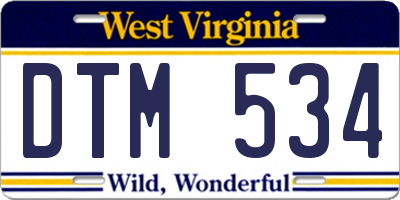 WV license plate DTM534